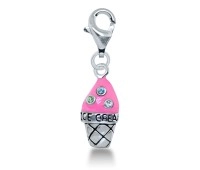 Ice Cream Shaped with 3 Stones Silver Charms CH-29